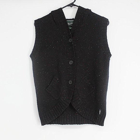 Woolrich Sweaters - Woolrich Vest Sleeveless Black Speckle Button Front Wool Medium